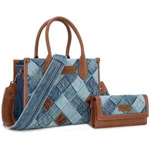 Wrangler 2PCS Tote Bags for Women Top-handle Handbags and Purse